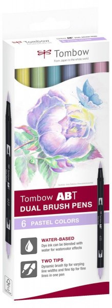 Tombow Flamaster Brush pen ABT – Pastels, 6 szt.