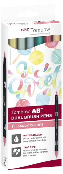 Tombow Flamaster Brush pen ABT – Candy colours, 6 szt.