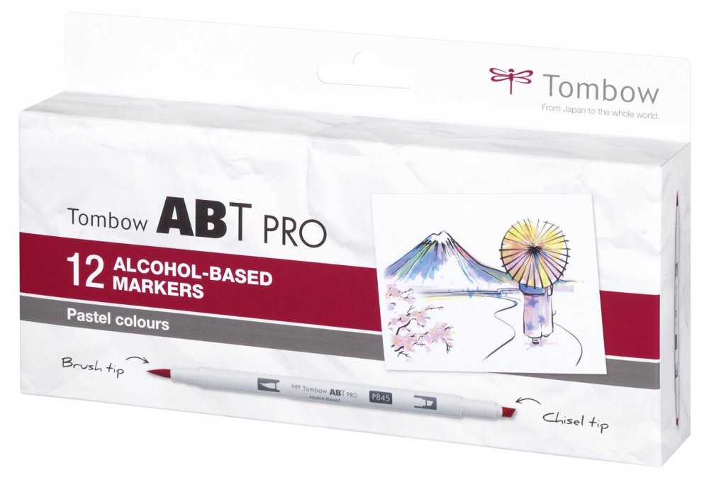 Tombow Flamaster Brush pen na bazie alkoholu ABT PRO, 12 szt., Pastel colors