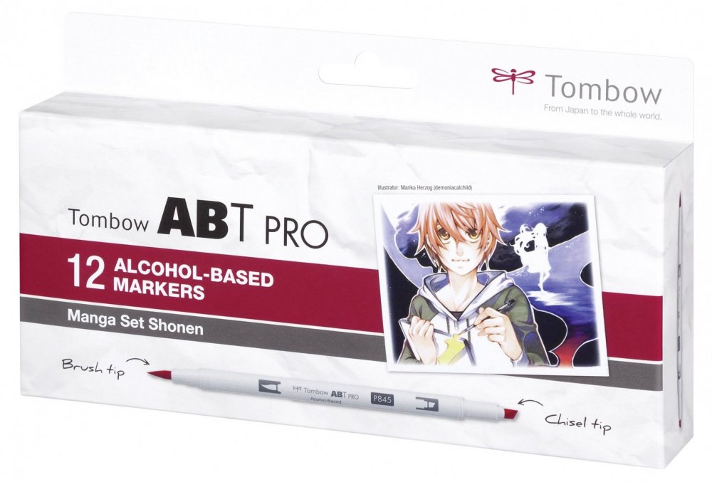 Tombow Flamaster Brush pen na bazie alkoholu ABT PRO, 12 szt., Manga colors